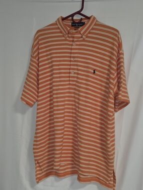 Ralph Lauren Orange and White Striped Polo
